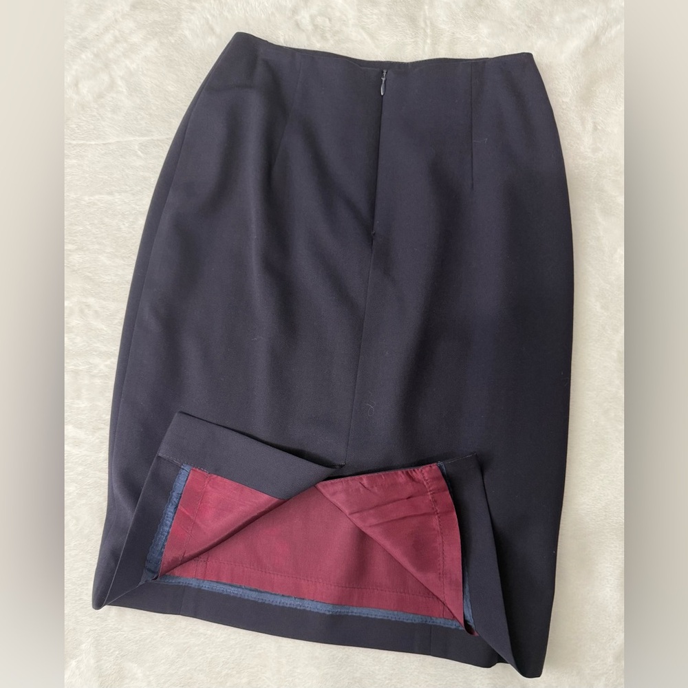 Jos A Bank Vintage Blue Wool Pencil Skirt Size 4 Lined Made In USA